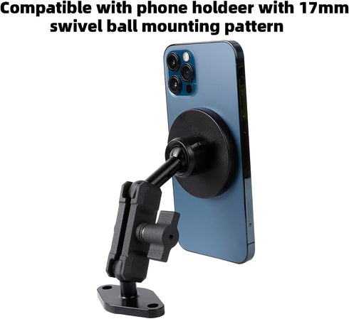 Aluminum AMPS to 17mm Ball Adapter with Extension Rod for Car Phone Holder, Drill Mount Ball Plate Base Meets Industry Standard AMPS Hole Pattern,...