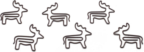 100 Count Deer Shaped Paper Clips Great for Paper Clip Collectors or Office Gift - Comes in Round Tin with Lid and Gift Box (Brown)...