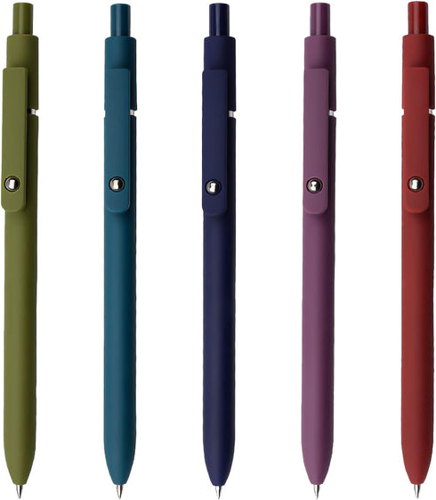 Gel Pens, 5 Pcs 0.5mm Black Ink Pens Fine Point Smooth Writing Pens with Silicone Grip, High-End Series Metal Clip Retractable Pens for Journaling...