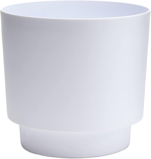 Bloem Hopson Round Planter with Gold Metal Stand: 6" - Casper White - Durable Plastic Pot, Powder Coated Removable Stand, for Indoor and Outdoor U...