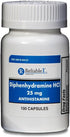 Diphenhydramine 25 mg Generic Allergy Medicine and Antihistamine 100 Capsules per Bottle Pack of 2...