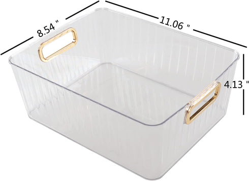 Bringer Clear Plastic Storage Bin, 4-Pack Multi-use Prganizer Bins...
