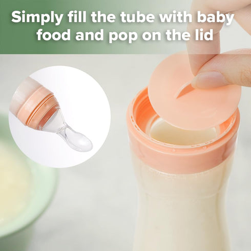 Haakaa Silicone Baby Food Dispensing Spoon Feeder 4oz - Infant Squeeze Cereal Feeder, Baby Fresh Food Feeder, Feed Bottle for Puree, Solid Baby Fo...