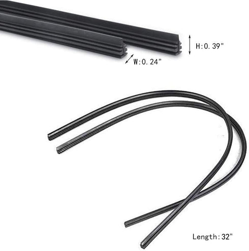 Yahpetes Car Wiper Blade 2 Pcs Windshield Wiper Rubber Strip 32" Car Vehicle Insert Rubber Strip Wiper Blade Natural Rubber Boneless Wiper For Car...