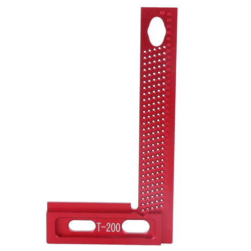 T-200 Woodworking Ruler L Square Ruler Aluminum Alloy Hole Ruler Measuring Tool Wear-Resistant Rust-Proof Portable Crossed-Out Tool Carpenter Scri...