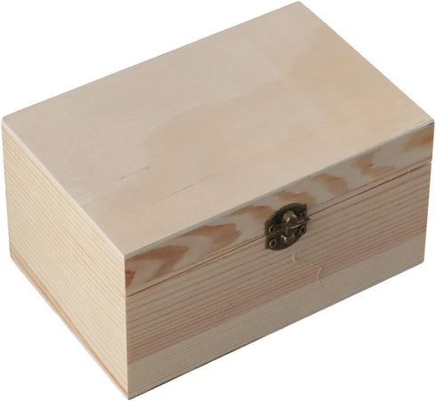 Unfinished Wooden Box,5.9x3.9x3.1In Storage Box with Hinged Lid,Crafts DIY Box for Jewelry Home Deocration...