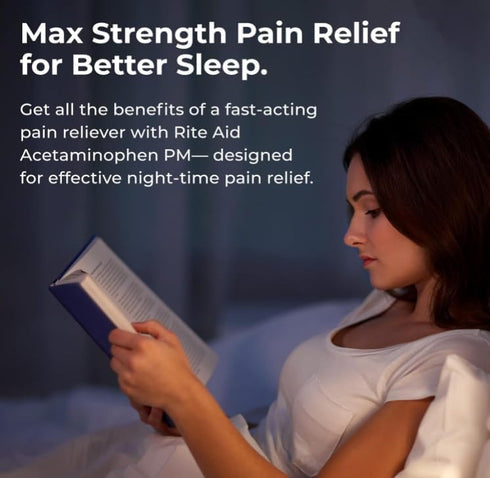 Rite Aid Extra Strength Pain Relief Acetaminophen PM Caplets, 500mg Acetaminophen / 25mg Diphenhydramine - 300 Count - Nighttime Pain Reliever + S...