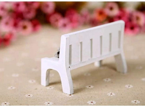 SEWACC Mini Dollhouse Garden Bench Miniature Doll Bench Couch Sofa with Cushions Micro Landscape Ornament Wooden Dollhouse Furniture for DIY Craft...