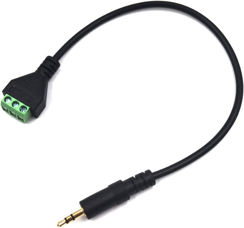 12 Inch 1/8" 3.5mm TRS Male Jack Terminal Block Audio Cable, 3.5mm 3 Pole Stereo Headphone AUX Bolt Screws Terminal Balun Solderless Adapter Conne...