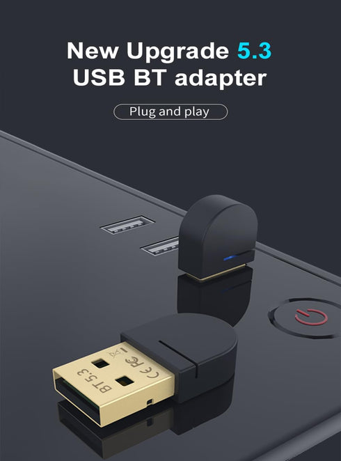 eppfun USB Bluetooth Adapter for PC Laptop Desktop, Bluetooth 5.3 Dongle Receiver, Wireless Audio Adapter, Support Windows 11/10/8.1, Compatible w...