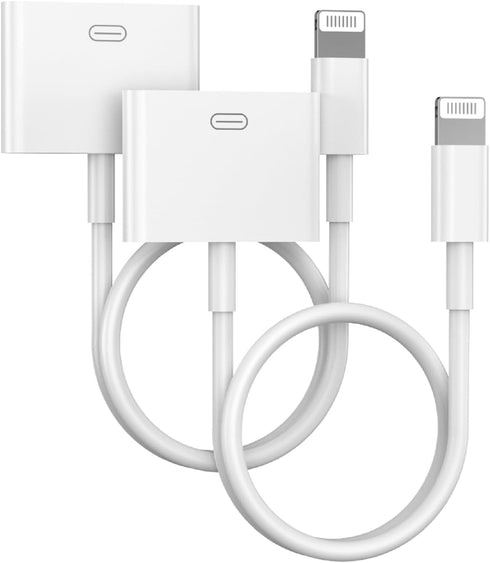 Lightning to 30 Pin Adapter, Apple MFi Certified 2 Pack 8 Pin Male to 30 Pin Female Connector Converter with iPhone Lightning Charger Cable and Da...