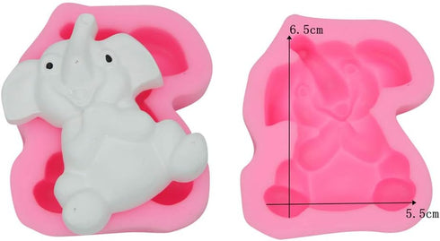 6Pcs/Set Elephant Silicone Molds & Stainless Steel Cookie Cutters for Baby Shower, Elephant Fondant Gum Paste Cake Topper Decoration Tools Boy Gir...