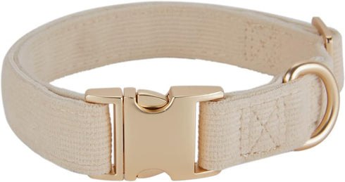 Soft Corduroy Fibric Dog Collar with High Grade Metal Buckle, for Small Dogs.(White,Small:10-15")...