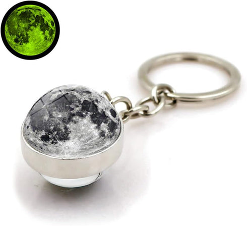 HUNO Glow In The Dark Solar System Planet Keychain Earth Saturn Moon Sun Luminous Galaxy Keyring-Saturn...