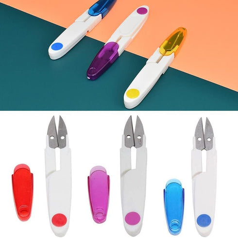 AKOAK 1 Pack U-shaped Yarn Scissors, Tailor's Scissors, Portable Yarn Scissors with Safety Cover, Thread Scissors for Needlework, Cross-Stitch Cra...