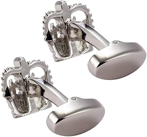 Royal Crown Shape Cufflinks for Men (Silver)...