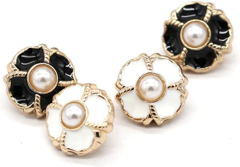 20pcs 11mm(0.433inch) Little Flower Black Gold Metal Women Coat Buttons for Clothes Shirt Blouse Handmade Decorative Sewing Buttons Wholesale (Gol...