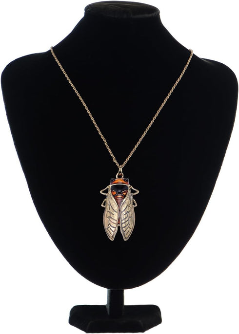 Alilang Big Antique Golden Tone Orange Amber Vintage Insect Cicada Beetle Bug Chain Pendant Necklace...
