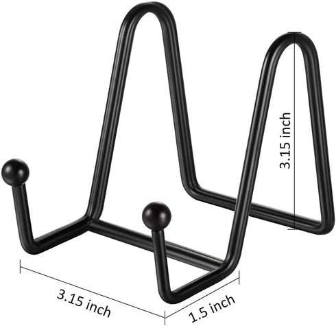 2pcs Black Metal Wall Mount Display Stands 6inch Display Easel Plate Hanger Picture Frame Stand Holders for Plate, Book, Picture, Photo Easel...