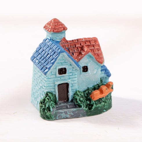 Blue European Country House Garden Miniature Accessories, Garden Kit, Garden Animals, Resin Miniature Figurines Dollhouse Accessories Micro Landsc...