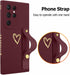 Fiyart Designed for Samsung Galaxy S24 Ultra Case with Phone Stand Holder Cute Love Hearts Protective Camera Protection Cover with Wrist Strap for...