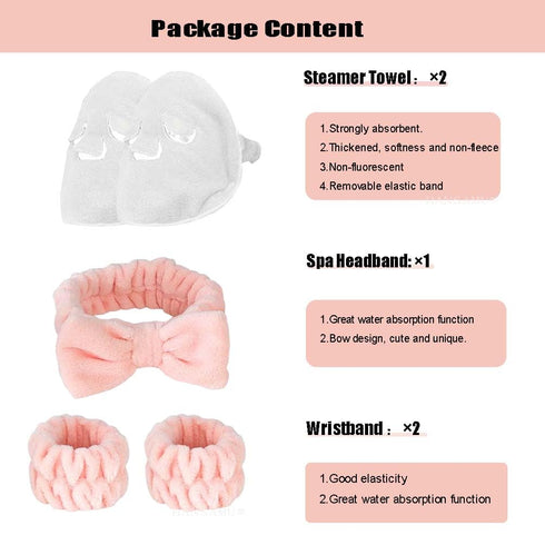 HANSAMU 5 Pcs Reusable Hot Cold Face Towel Masks for Skincare, Facial Masks Steamer Facial Kits for Women Girls Estheticians Skin Care, 1 Spa Head...
