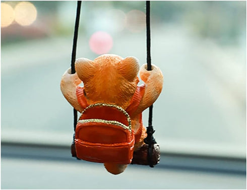 Cute Swinging Cat Car Mirror Hanging Accessories Fun Interior Rearview Mirrors Decoration (Orange Cat)...