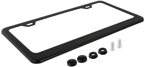 Ohuhu Matte Aluminum License Plate Frame with Black Screw Caps, 2Pcs 2 Holes Black Car Licenses Plate Covers Holders for US Vehicles...