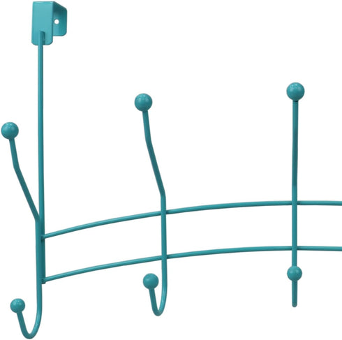 Home Basics Over The Door Clothes Hanger and Towel Rack with 5 Hooks Curved Arc Design | Durable Steel Material | Soft Sculpted Hooks with Balled ...