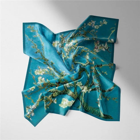 Women's Van Gogh Oil Painting Square Scarf Fashion Literary Imitation Silk HairBand...
