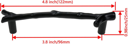4PCS Zinc Alloy Black Twig Branch Decorative Cabinet Wardrobe Furniture Door Drawer Knobs Pulls Handles Hardware (3.77 inch Hole Centers) Black...