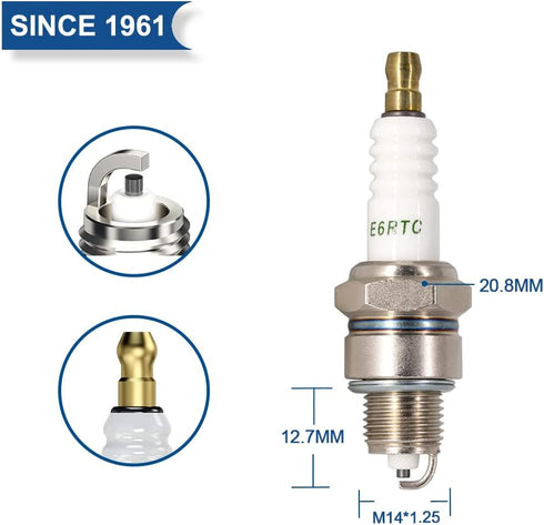 TORCH E6RTC Spark Plug Replace for NGK BPR6HS Spark Plug, for BOSCH WR7BC Spark Plug, for CHAMPION RL82YC Spark Plug, for DENSO IWF20 W20FPR-U Spa...