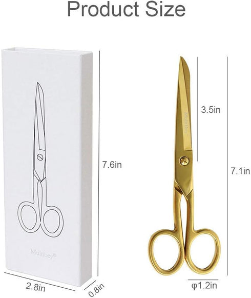 MultiBey Gold Scissors 7" Tailor Fabric Paper Cutting Tools Craft Scissors Shears Heavy Duty Copper Straight Recycled Home Office Scissors Cutter...