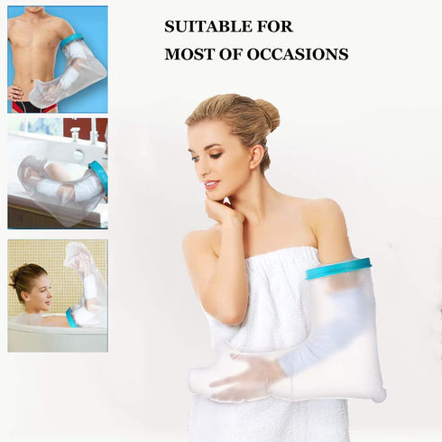 2025 Upgraded Full Arm Cast Cover for Shower Adult, 100% Waterproof Cast Shower Cover Arm, Soft Comfortable Cast Bag Cast Protector, Watertight Se...