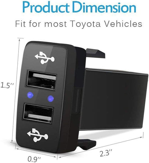 Dual USB Charger Ports Compatible with Toyota, 12V Car Charger USB Power Socket Adapter 2.1A for Smart Phone PDA iPad iPhone......