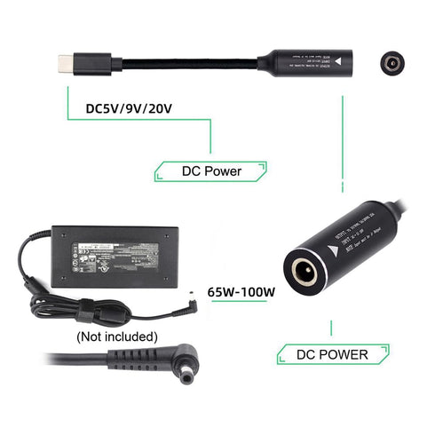 cablecc 7.4x5.0mm Input DC Jack to USB-C Type-C Power Plug Charge Cable for PD 9V 15V 20V 65W Laptop Phone...