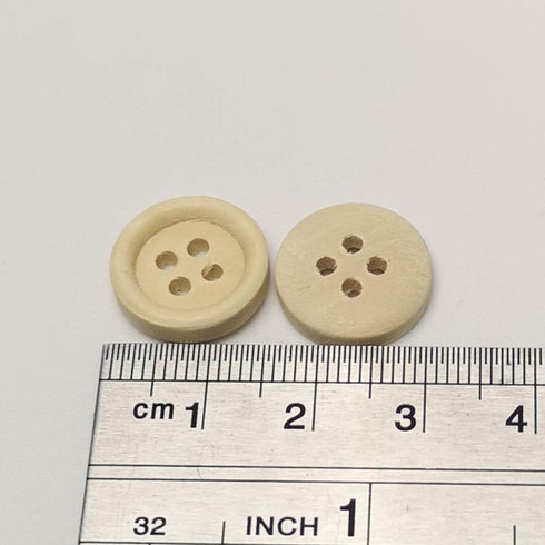 Chenkou Craft 100pcs 15mm 5/8" Round Natural Wood Buttons 4 Holes Craft Sewing Button (15mm)...