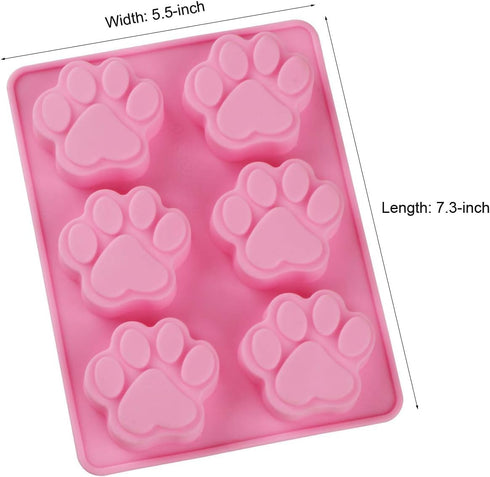 Puppy Cat Dog Paw Shaped Silicone Mold 2PCS-6 Cavity Paw Print Chocolate Silicone Mould Candy Ice Cube Tray Soap Pudding Jelly Cookie Baking Tools...