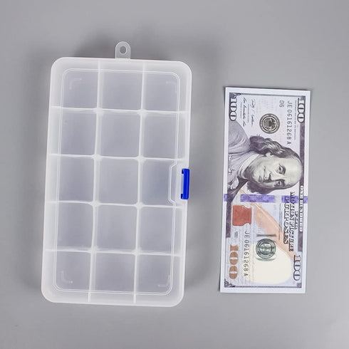 Qualsen Plastic Organizer Storage Box with Adjustable Dividers, Fishing Tackle Box and Bead Organizer Box for Jewelry, Beads, Earrings, Tools, Fis...