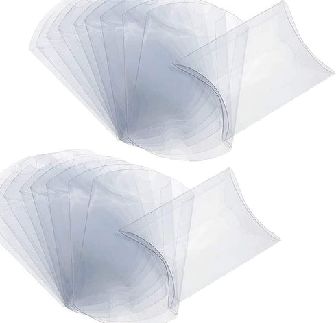 20pcs Pillow Gift Boxes Clear Plastic Mini Gift Candy Treat Transparent Packing Box Party Favors Vintage Boxes for Wedding Ring Jewelry Candy Part...