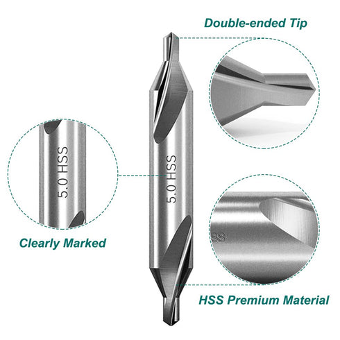 8Pcs HSS Center Drill Bits Set 60-Degree Angle Combined Countersink Drill Bit Tool High Speed Steel Countersink Tools for Lathe Mill Metalworking ...