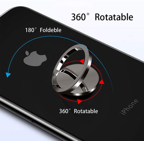 Ultra Slim Phone Ring Holder, Tomorotec Thin Cell Phone Ring Stand for Magnetic Car Mount with Black Car Mount Hook - for iPhone X XR XS 8 7 Plus ...