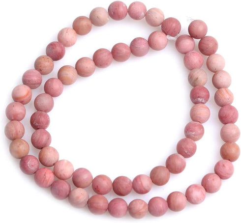 JOE FOREMAN 10mm Natural Stone Red Rhodonite Frosted Matte Unpolished Round Spacer Beads for Jewelry Making DIY Handmade Craft Supplies 15"...