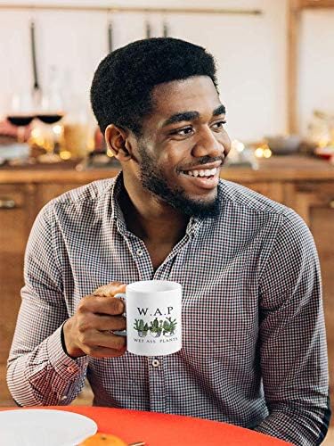 JMM Industries W.A.P Coffee Mug | Wet Azz Plants | Funny Cute Succelent Gardening Cactus | PLant Life Motivation Inspiration | 11-ounce White Cera...