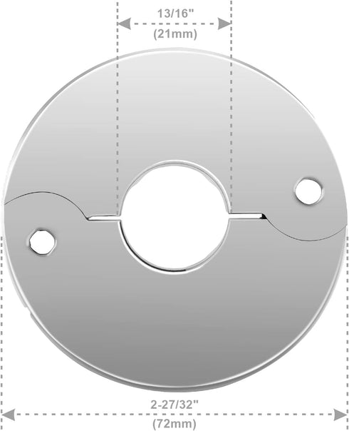 Plumbing Cover Plates, Escutcheon plate, Stainless Split Flange, Hinged Floor and Ceiling Plates for than 21mm Dia Pipe (Fits 1/2 Inch IPS), Chrom...