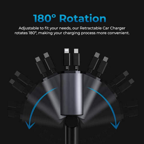 AutoSky 4 in 1 Retractable Car Charger with Fast Car Phone Charger - 100W Car Charger USB C & iPhone Cable, a USB-C, USB-A Ports - Works with Any ...