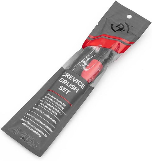 Detail Factory - Boar Hair Detailing Brush Short-Handle + Long-Handle Combo Kit - Comfortable Grip and Heavy-Duty Scrubbing for Interior, Exterior...