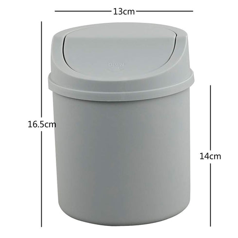 2 Liter Mini Desktop Trash Can with Swing Lid Tiny Garbage Can Trash Bin (Grey)...