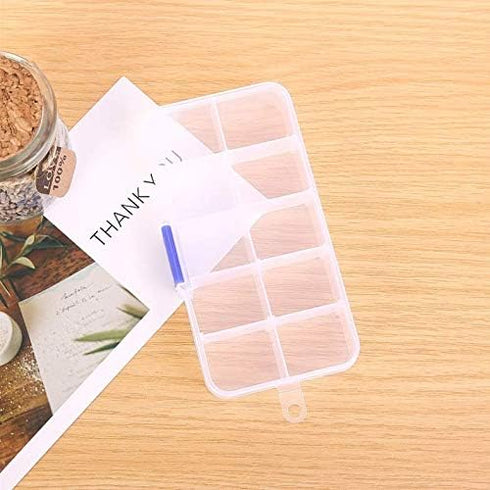 2 Pcs Clear Plastic Compartment Storage Box with Adjustable Divider Removable Grid Compartment for Crafts, Bead, Fishing Tackle Storage...