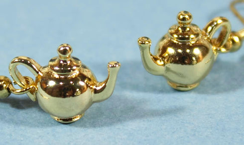 "Tiny Teapot", Tiny Little Tea Pot Earrings Are Bright and Shiny...